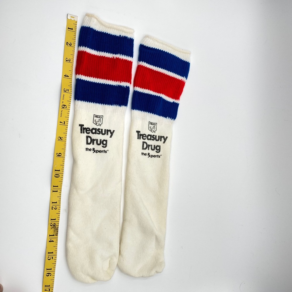 Vintage Atlanta Braves Crew Tall Socks Treasury Logo Retro Athletic - Picture 6 of 6